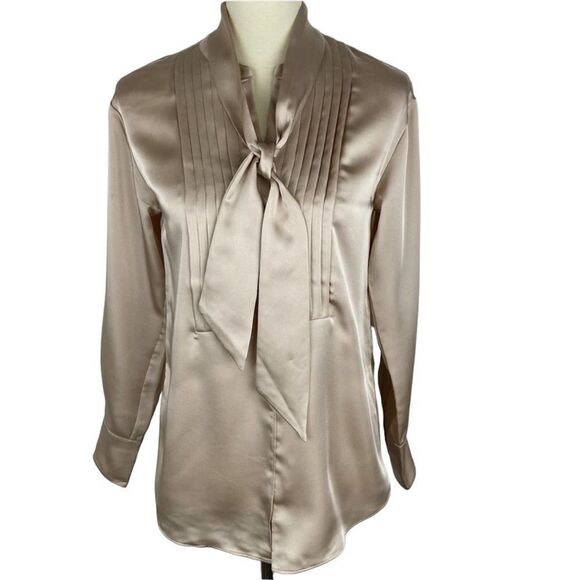 Joie Mendaline Champagne Color Satin Silk Blouse New Size Small - Picture 1 of 5
